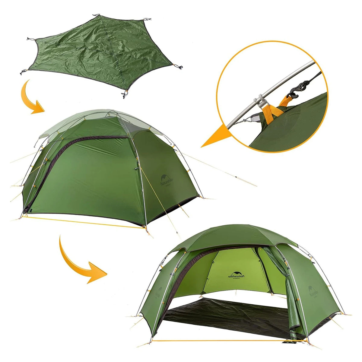Cloud Peak 2 Person Tent Ultralight Waterproof Camping Tent 4 Season Nylon Backpacking Traveling Tent