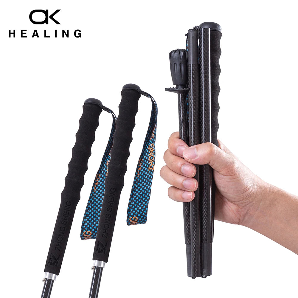 Carbon City Walking Running Sticks Lightweight T800 Carbon Fiber Collapsible Telescopic Hiking Trekking