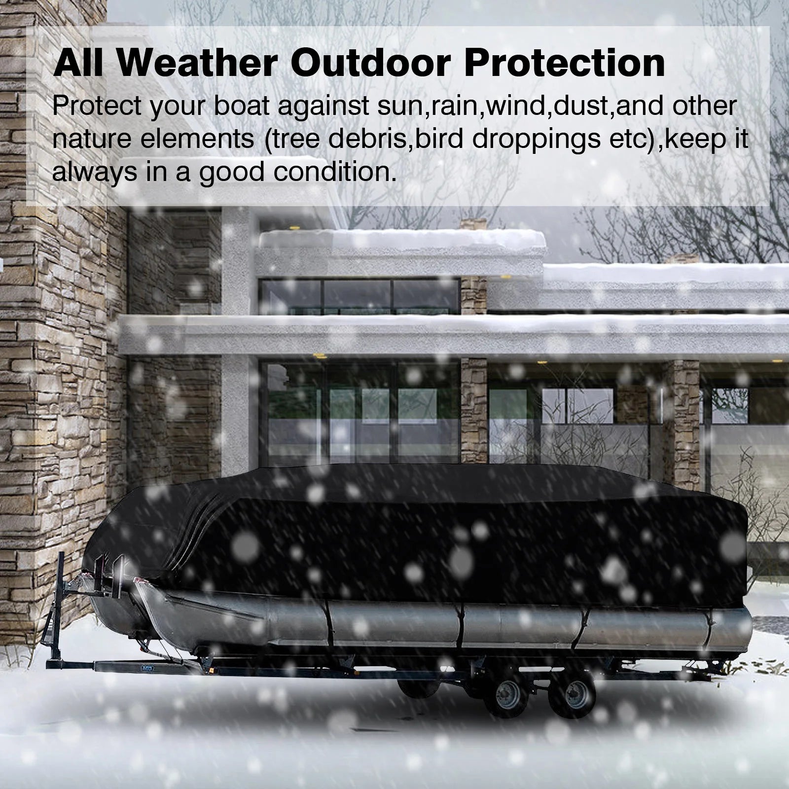 17-24ft For Universal Boat Covers 210D Waterproof Dustproof  Pontoon Cover Protect