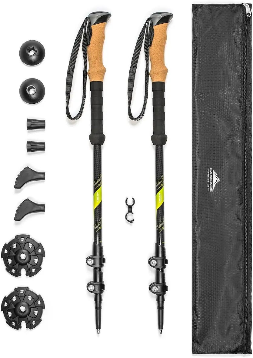 Trekking Poles - Carbon Fiber Walking or Hiking Sticks with Quick Adjustable Locks