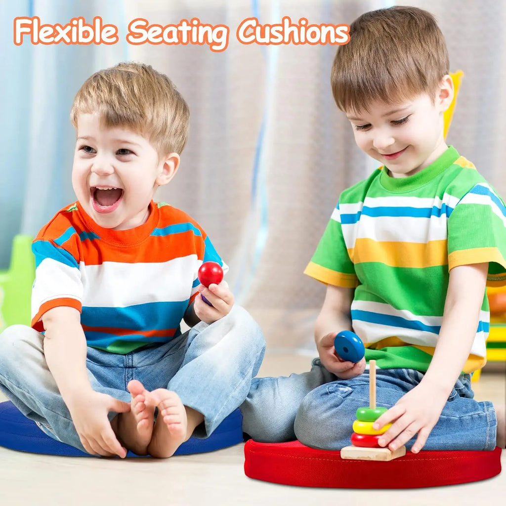 16 Pcs 14 Inch Flexible Seating Floor Cushions, Soft Waterproof Leather Round Cushions