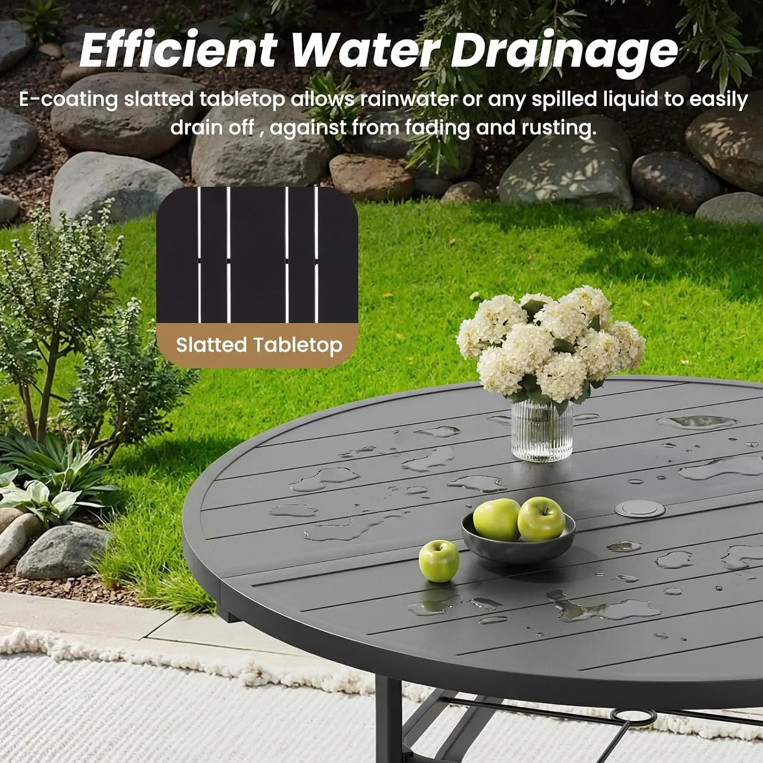 Outdoor Patio Dining Table, 41" Round Patio Table with 1.57" Umbrella Hole, Metal Tables for Patio, Backyard, Poolside
