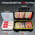 Fly Fishing Flies Assortment Kit-2 Boxes Bundle(Total 108Pcs Flies)Lures with Fly Box for Bass Trout Salmon Fishing Flies Nymphs