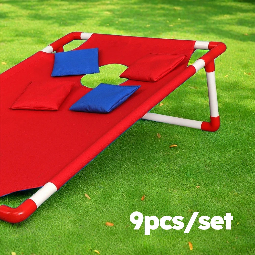 9pcs Scoring Portable Cornhole Game Set, 2 Collapsible Oxford Cloth Cornhole Boards, 6 Bean Bags Scoreboard & Carrying Bag