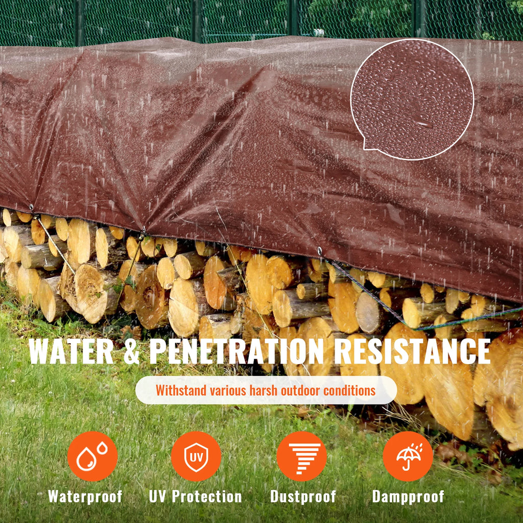 Heavy Duty Tarp Waterproof Tear Proof Poly Plastic Tarps Cover Multi-Purpose Outdoor Tarpaulin with Grommets for Truck