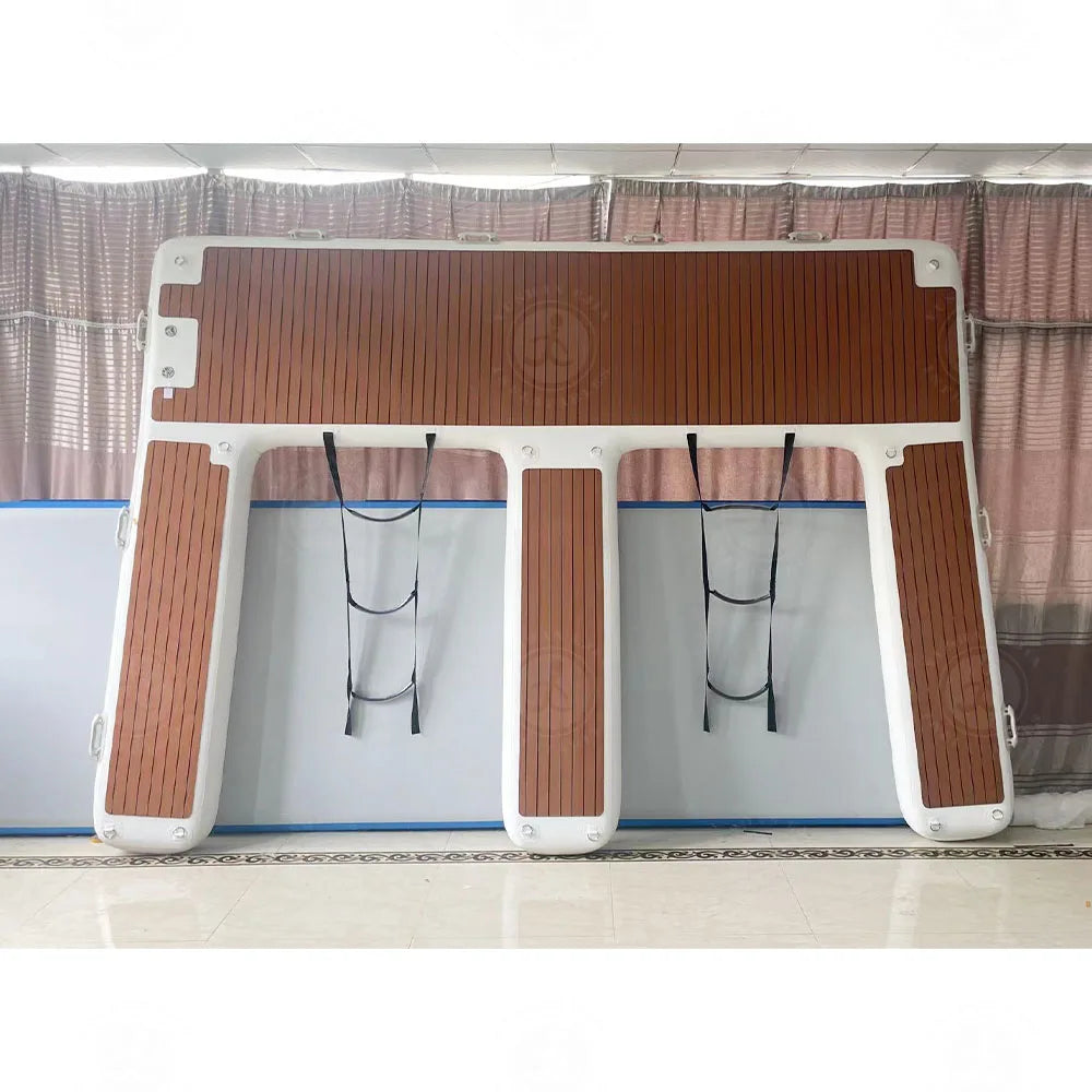 13ft/ 4m EVA Non-Slip Inflatable E Dock Platform Double Jet Ski Dock Lake Use