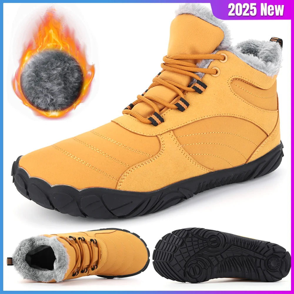 Winter Plush Boots Barefoot Non Slip Outdoor Trekking Shoes Waterproof  Wide Toe Box