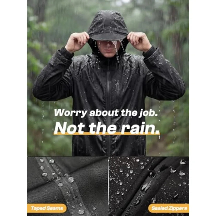 Men's Waterproof Rain Gear 2pcs/set Packable Rain Suit for Working Fishing