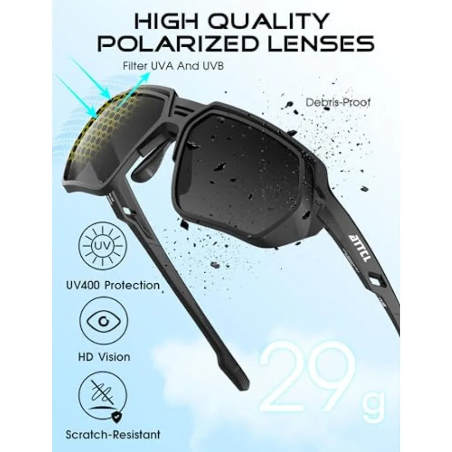 Sports Polarized Sunglasses for Men: Women UV400 Protection, Lightweight Wrap Around TR90 Frame