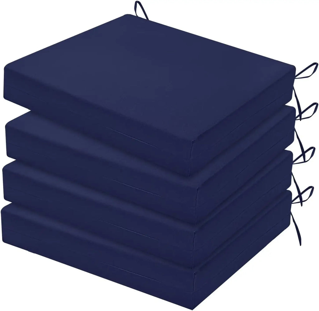 Outdoor Chair Cushions Set of 4, Water Resistant Patio Cushions with Ties, Square Corner Seat Cushions