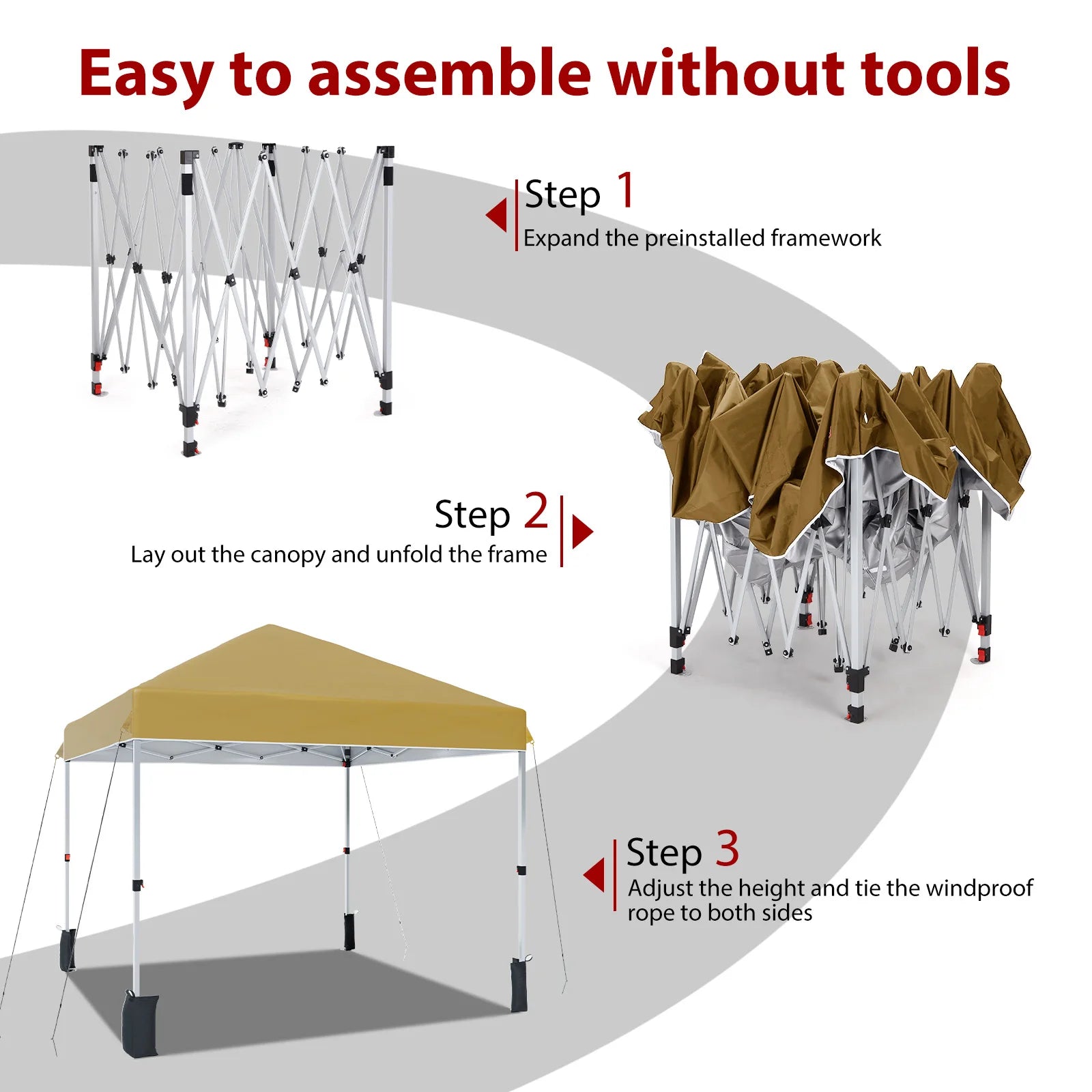 10x10ft Center Locking Canopy, Portable Outdoor Tent, Height Adjustable
