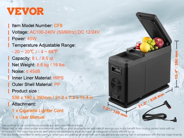 8L to 75L Car Refrigerator Fridge Portable Icebox Single & Dual Zone Temp Adjustable for Outdoor Camping RV
