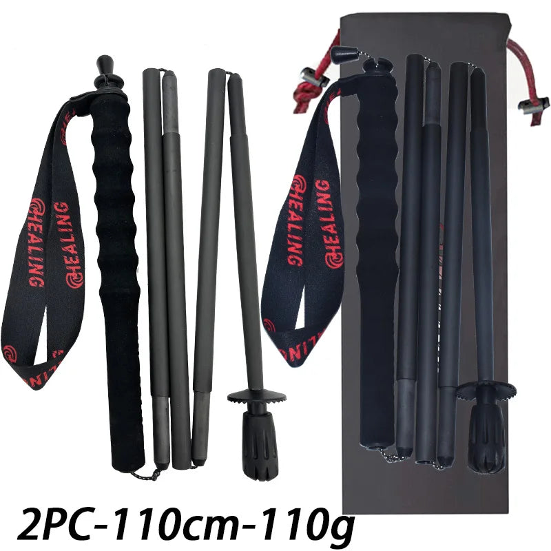 110g Ultra-Light 5-Section Foldable Carbon Fiber Trekking Poles Portable Outdoor Hiking Walking Sticks