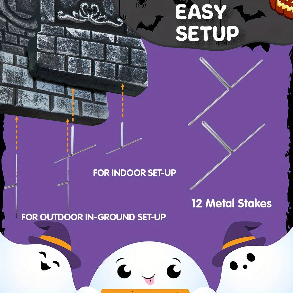 17'' Foam RIP Graveyard Tombstones Halloween Outdoor Decorations for Graves Decorations with 12 Metal Stakes for Cemetery Yard