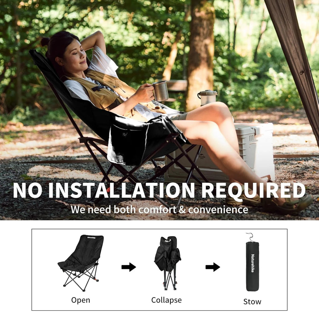 Sea Star Recliner Outdoor Folding High Back Moon Chair 2-Position Adjustable Portable Camping Chair