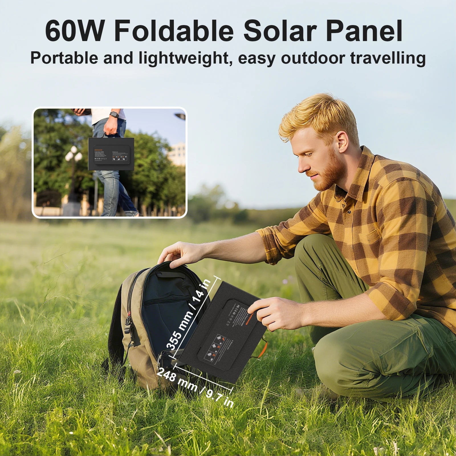Solar Battery Charger for Power Bank, 45W / 60W Foldable Portable Panel