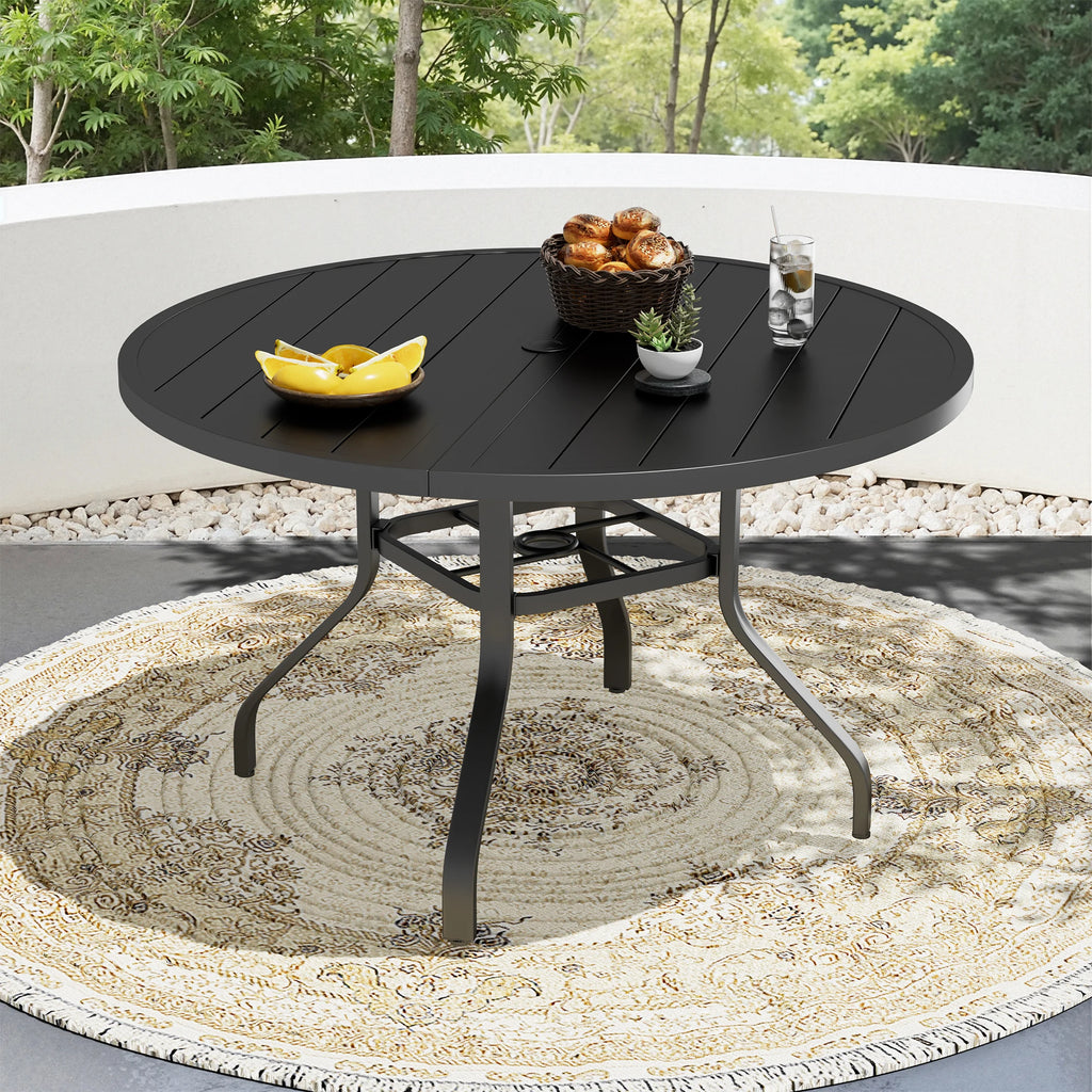 Outdoor Patio Dining Table, 41" Round Patio Table with 1.57" Umbrella Hole, Metal Tables for Patio, Backyard, Poolside