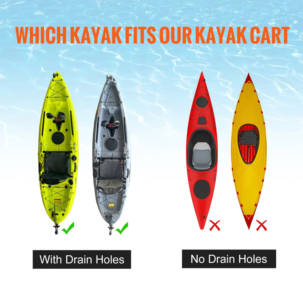 280lbs Kayak Trailer Cart Detachable Canoe Trolley Cart with 10'' Solid Tires