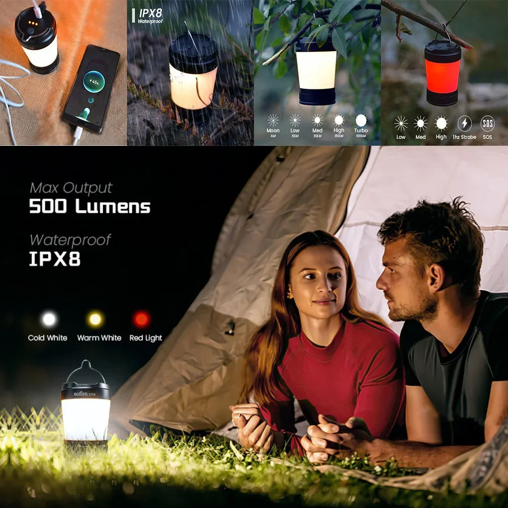 LT1S Camping Light USB C 21700 Rechargeable Powerful Torch Portable Emergency Lantern
