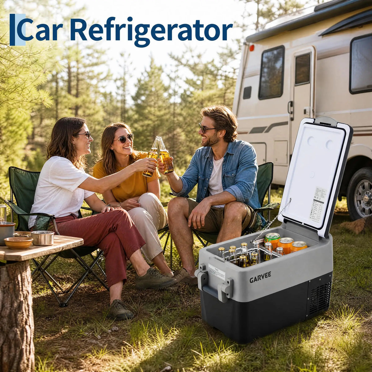 Portable Car Refrigerator 53QT Dual Zone 12V Fridge Freezer With App Control 12/24V DC And 110-240V AC Camping Fishing