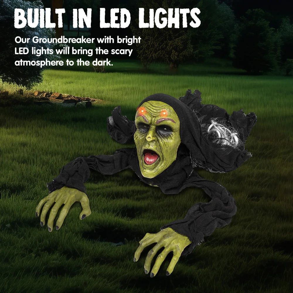 Outside Zombie Groundbreaker Halloween Decoration with Sound and Flashing Eyes Scary Groundbreaker for Yard Lawn Graveyard