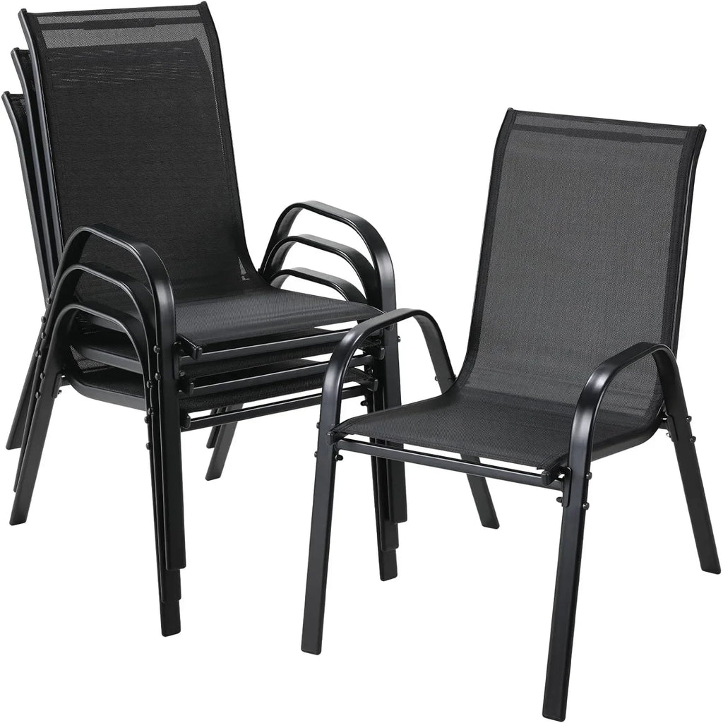 4PCS Garden Chairs Steel-iron Teslin Fabric High Back Balcony Chair Camping Chair Outdoor Seating Group