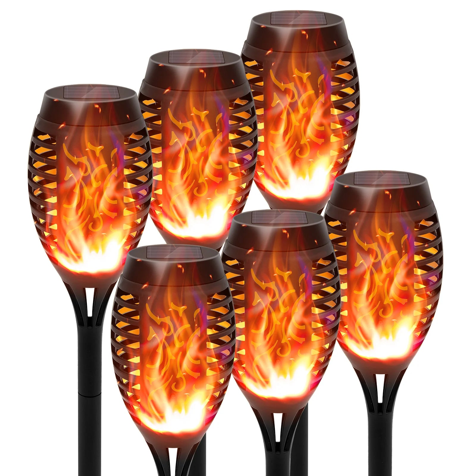 Solar Flame Torch Light LED Flickering For Lawn Path 4/6/8/12Pcs