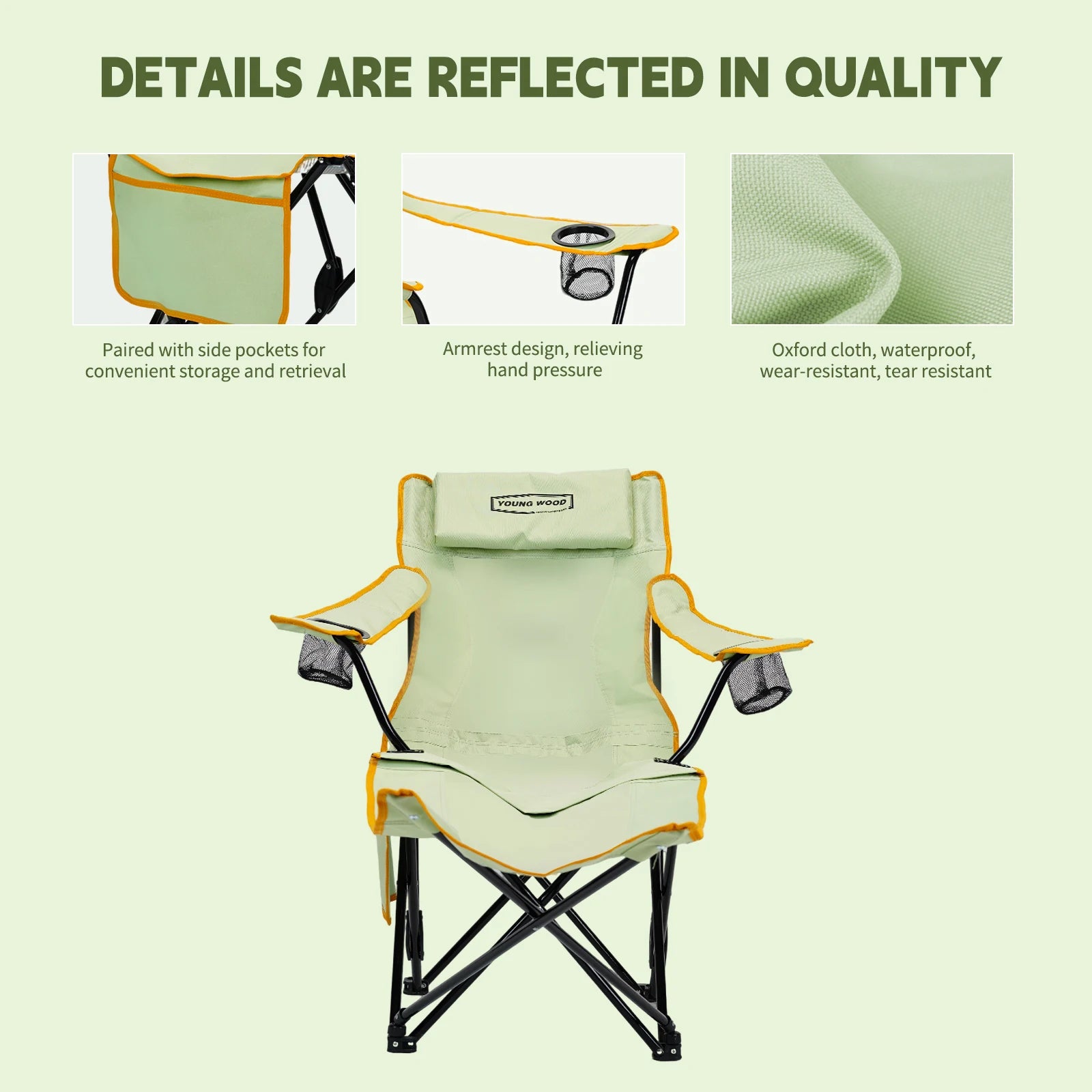 2-in-1 Reclining Camping Chair with Footrest, Foldable Outdoor Lounge Chair with Cup Holder
