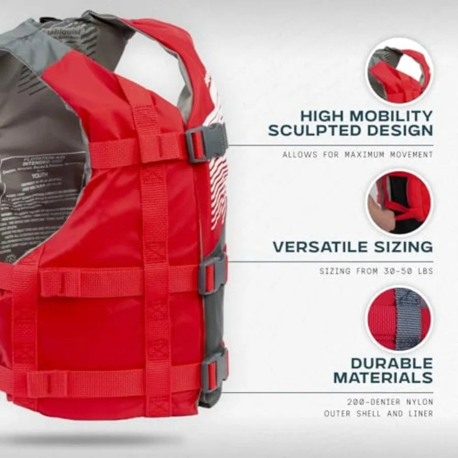 Life Jacket 50-90 lbs - Coast Guard Approved Life Vest - Type III PFD for Boys and Girls