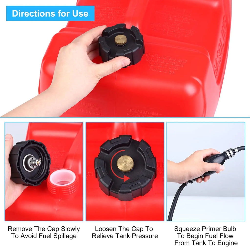 3-Gallon Marine Portable Storage Tank with 9.8-Foot Hose/Pressure Gauge, Outboard Marine Transfer Tank