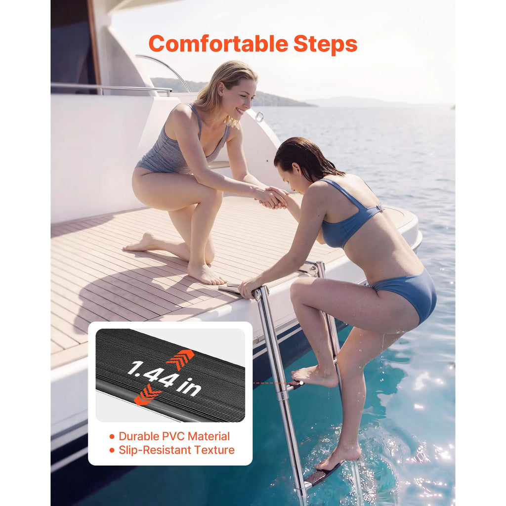 3/4 Steps Boat Ladder Stainless Steel 600/900 lbs Telescoping Folding Swim Deck