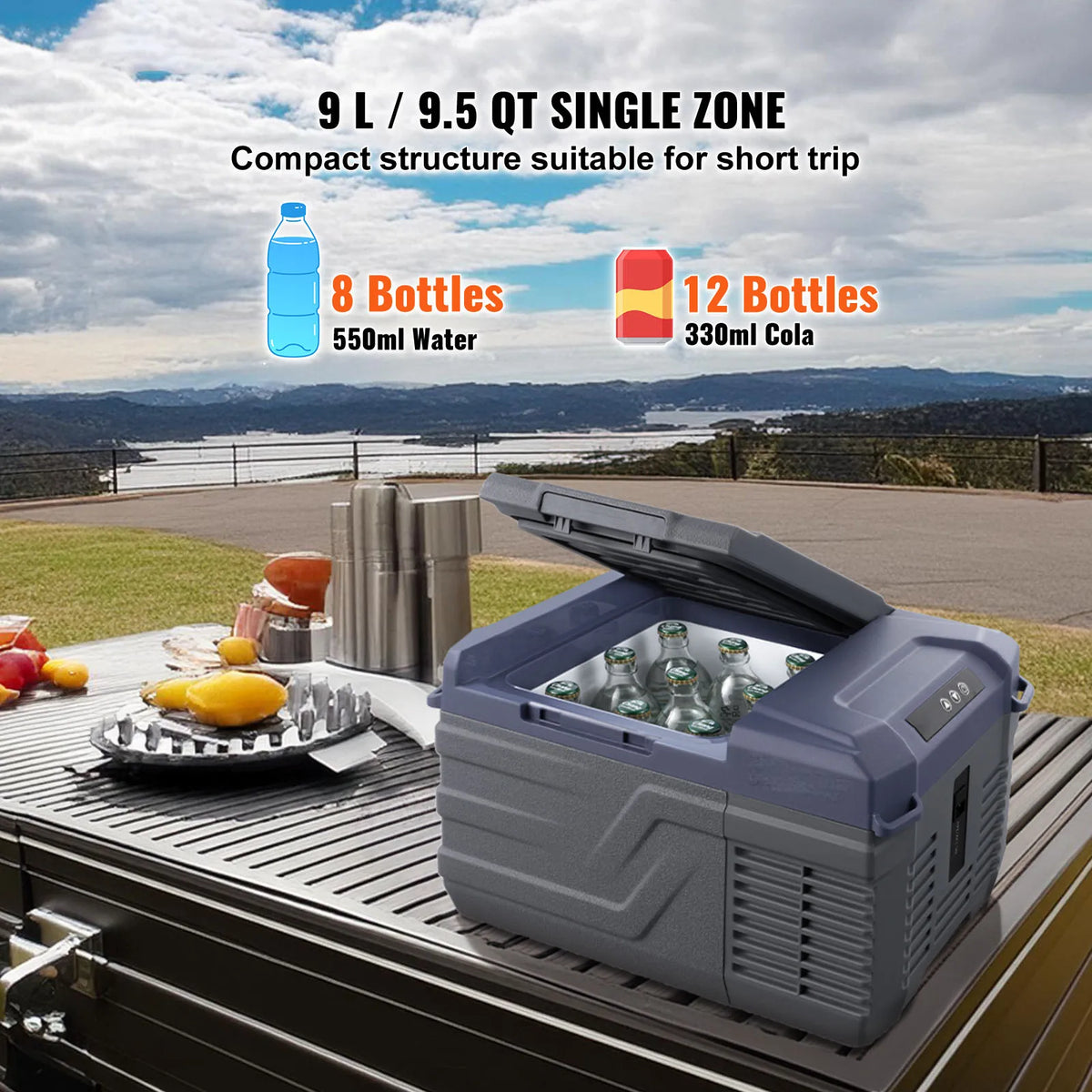 8L to 75L Car Refrigerator Fridge Portable Icebox Single & Dual Zone Temp Adjustable for Outdoor Camping RV
