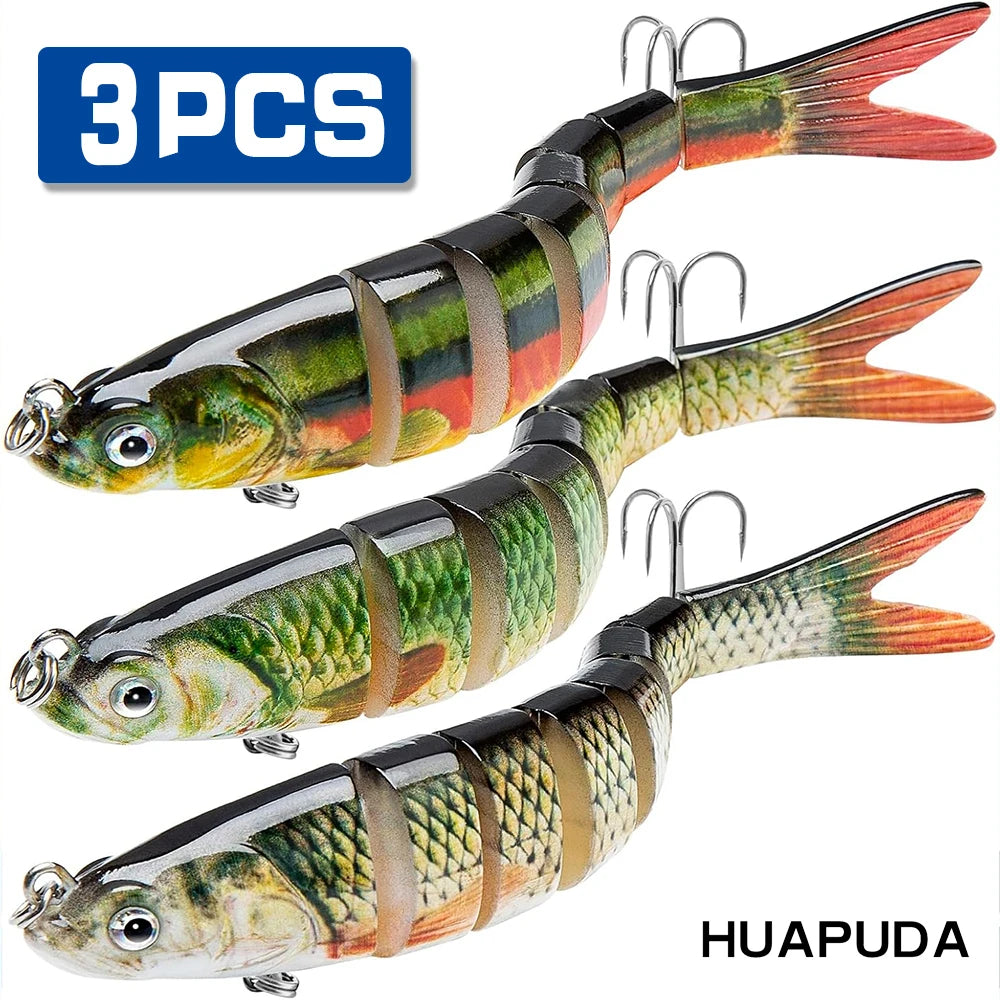 Fishing Lures 3 Pack Crank Baits for Slow Sinking Glide and Swim for Saltwater and Freshwater