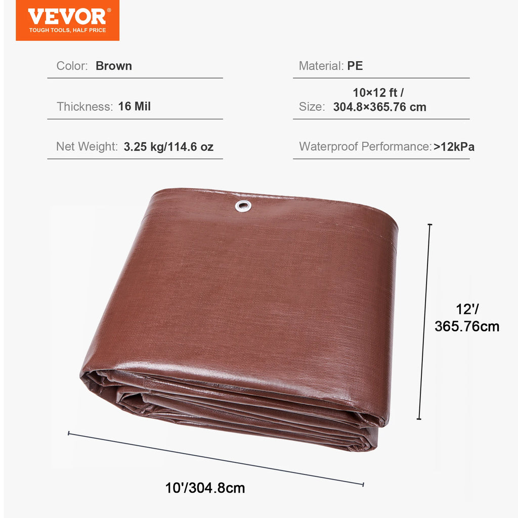 Heavy Duty Tarp Waterproof Tear Proof Poly Plastic Tarps Cover Multi-Purpose Outdoor Tarpaulin with Grommets for Truck