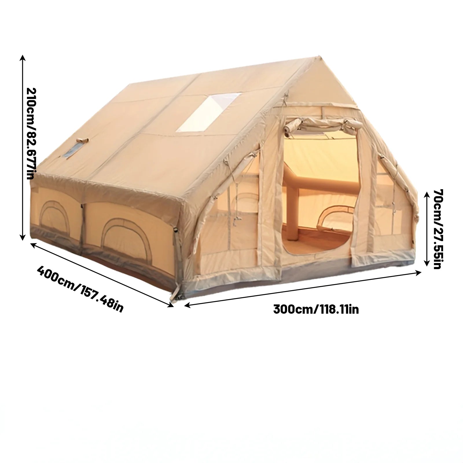 Large Inflatable Camping Tent with Skylight, Quick Air-Flow