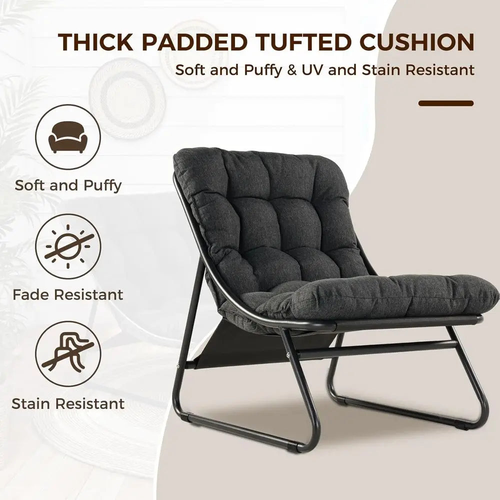 Outdoor Chair with Ottoman, Comfy Lounge Chair with foot Rest