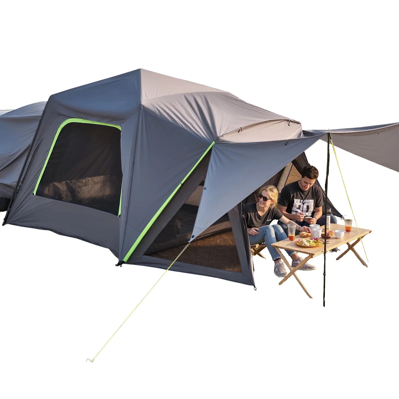 SUV Tent for Camping Waterproof PU2000mm Spacious Double Layer Design SUV Camping Tent with Shade Awning