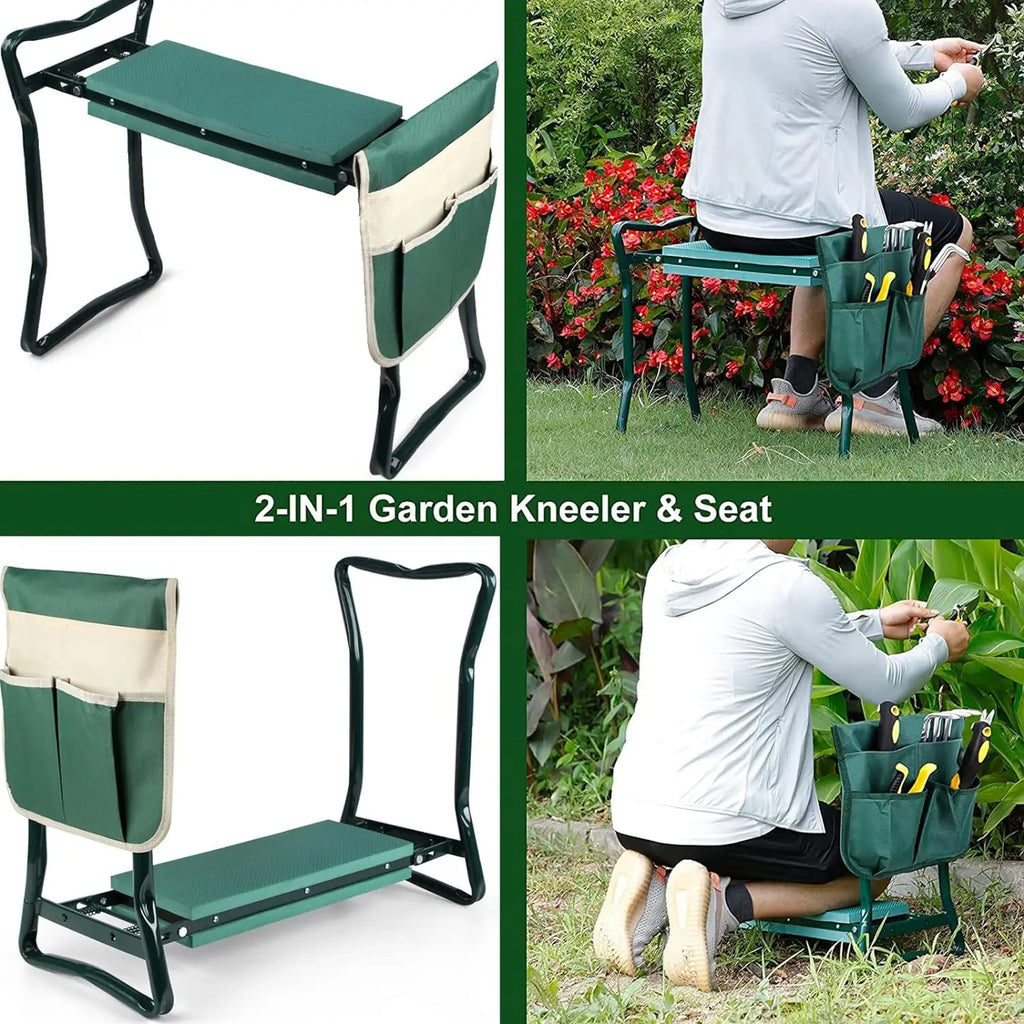 Upgraded Folding Garden Kneeler and Seat with Foam Kneeling Pad
