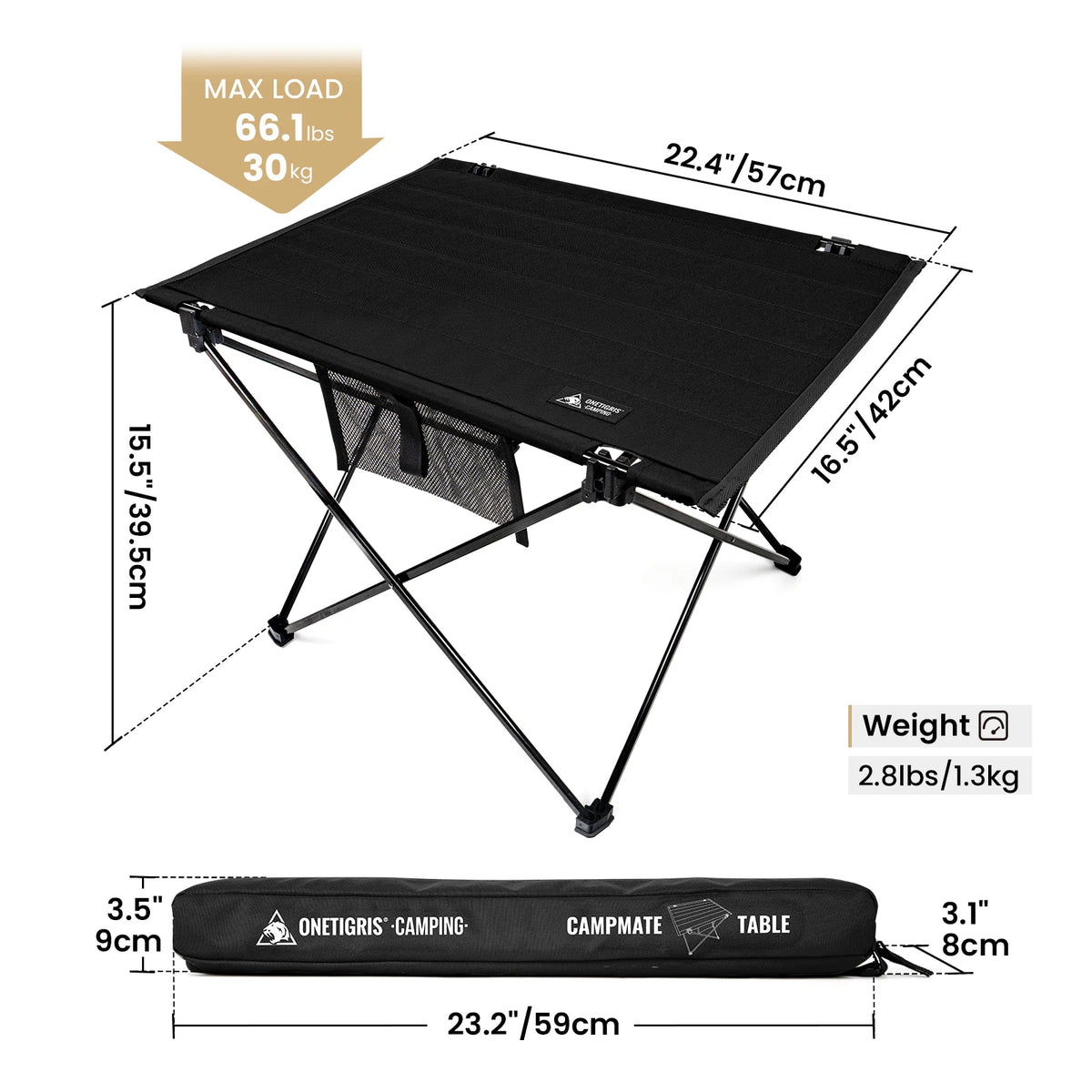 Foldable Camping Table, Lightweight Portable Table Sturdy & Quick Setup, Holds Up to 66 lbs, Perfect for Camping, Hiking