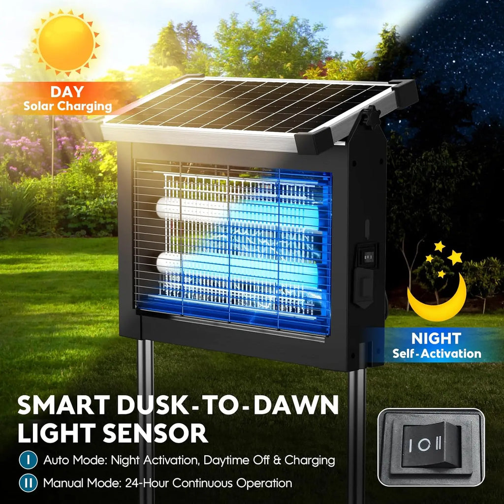Solar Bug Zapper Outdoor, 4500V Mosquito Zapper with Panel Sensor, Waterproof Patio Camping