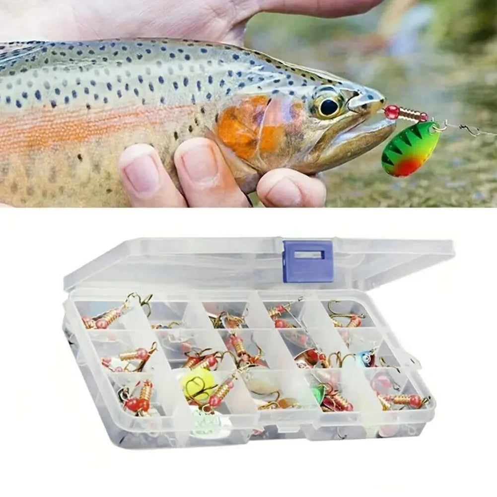 30pcs Metal Spoon Spinner Fishing Lure with Treble Hook for Freshwater and Saltwater
