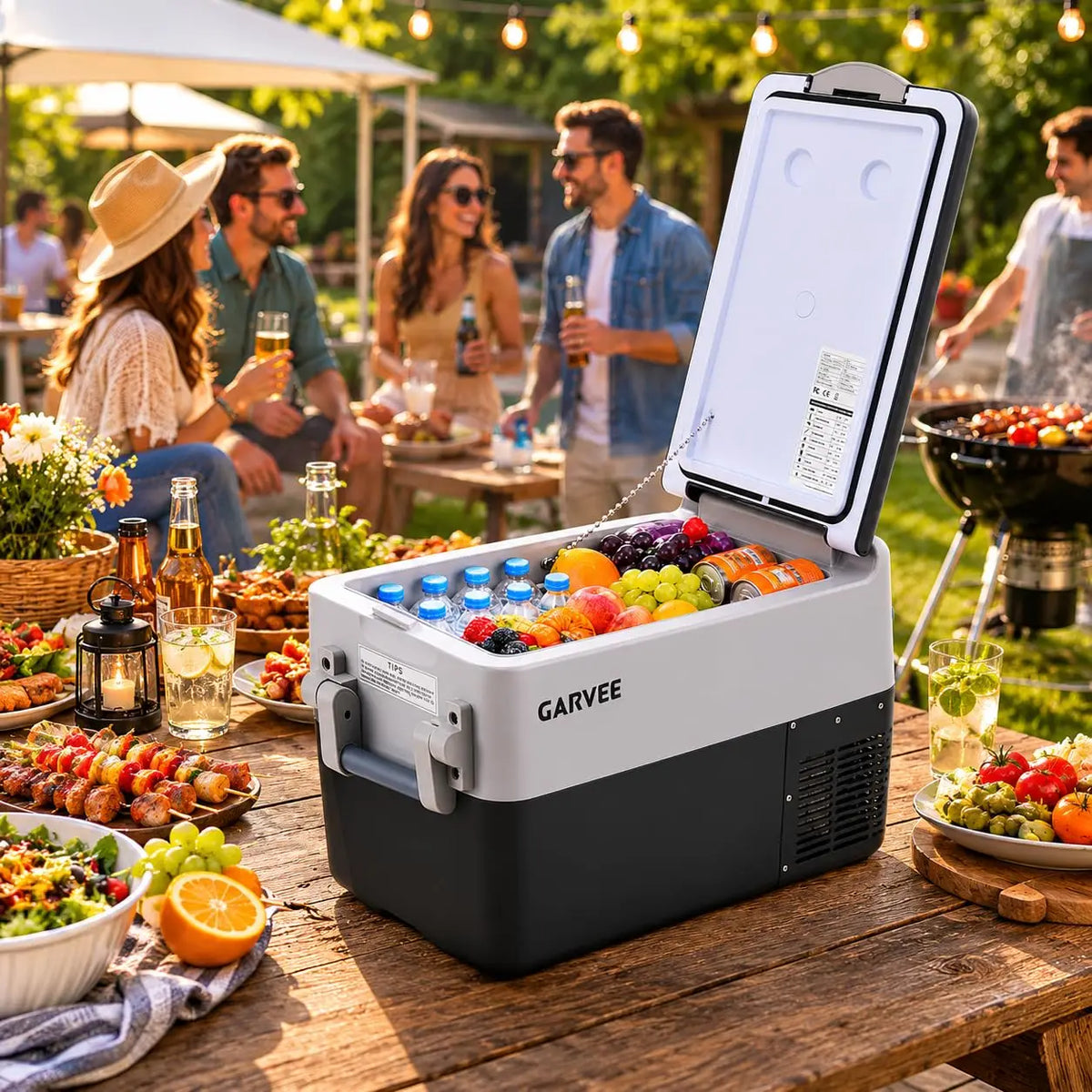 Portable Car Refrigerator 53QT Dual Zone 12V Fridge Freezer With App Control 12/24V DC And 110-240V AC Camping Fishing