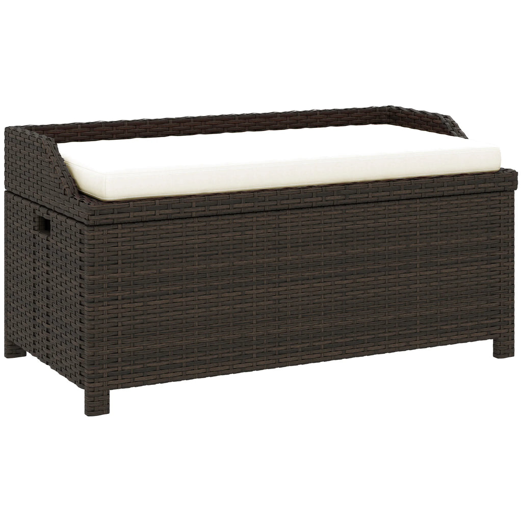 Outdoor Patio & Backyard Garden Bench w/ Comfortable White Top Cushion, Cream