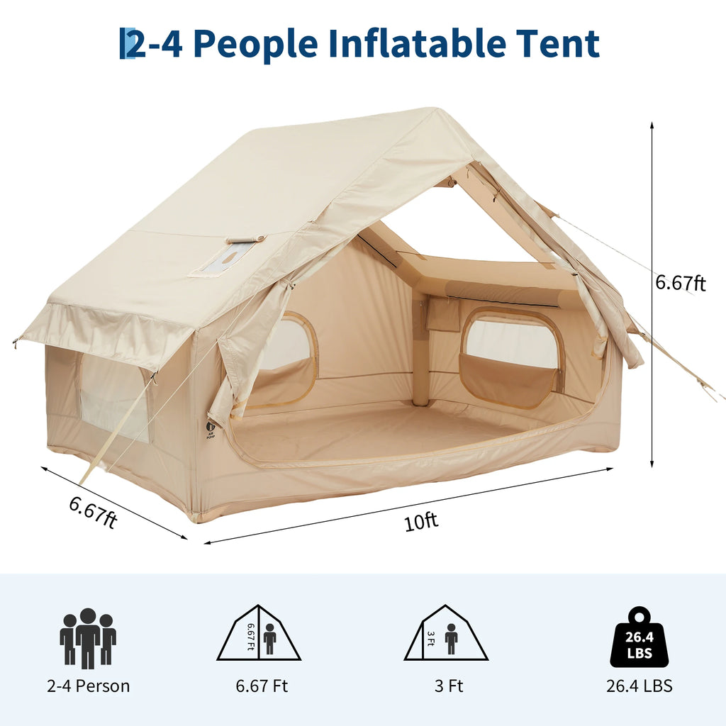 Spacious & Waterproof Inflatable Camping Tent – Family Outdoor Shelter for 6 – Quick Setup, Durable Oxford Fabric, Portable Camping