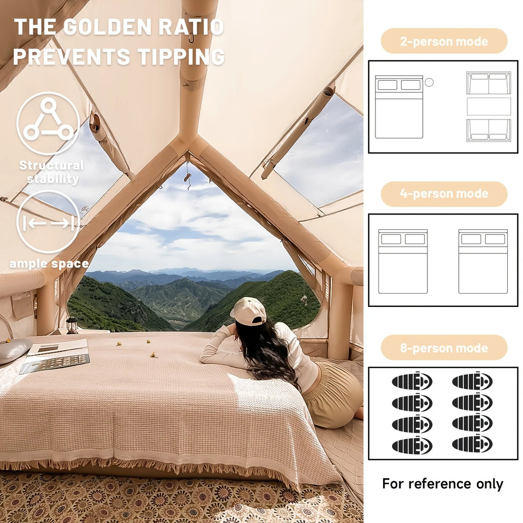 Large Inflatable Camping Tent with Skylight, Quick Air-Flow