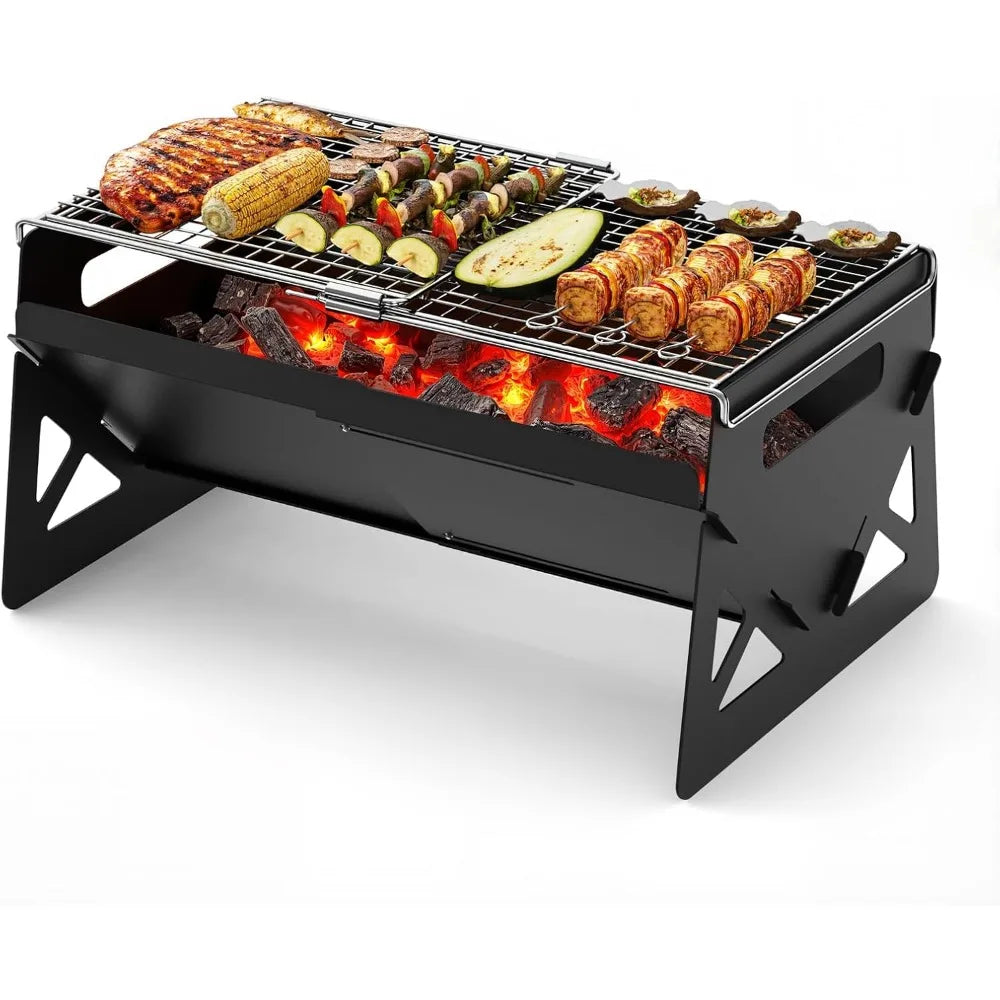 Folding Portable Charcoal Grill with Carry Bag for Outdoor Camping Cooking