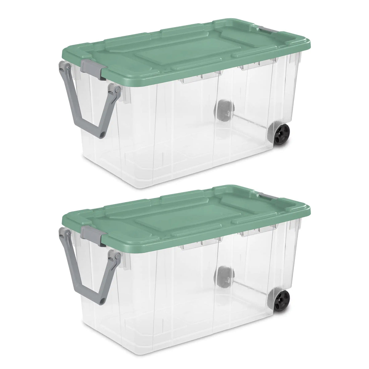 Extra Large Storage Bin, 40 Gallon Wheeled Plastic Storage Container with Handle, Black, Pack of 2