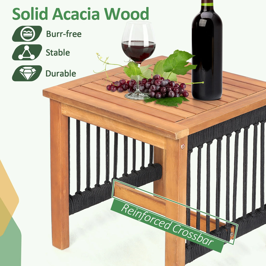 3pcs Patio Acacia Wood Bistro Table Rocking Chair Set