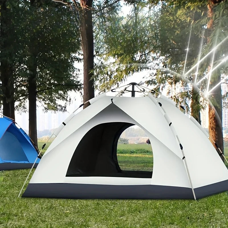 Silver Compact Auto-Tent - Quick 60-Second Setup Sunshade for 3-4 People, All-Weather & Portable