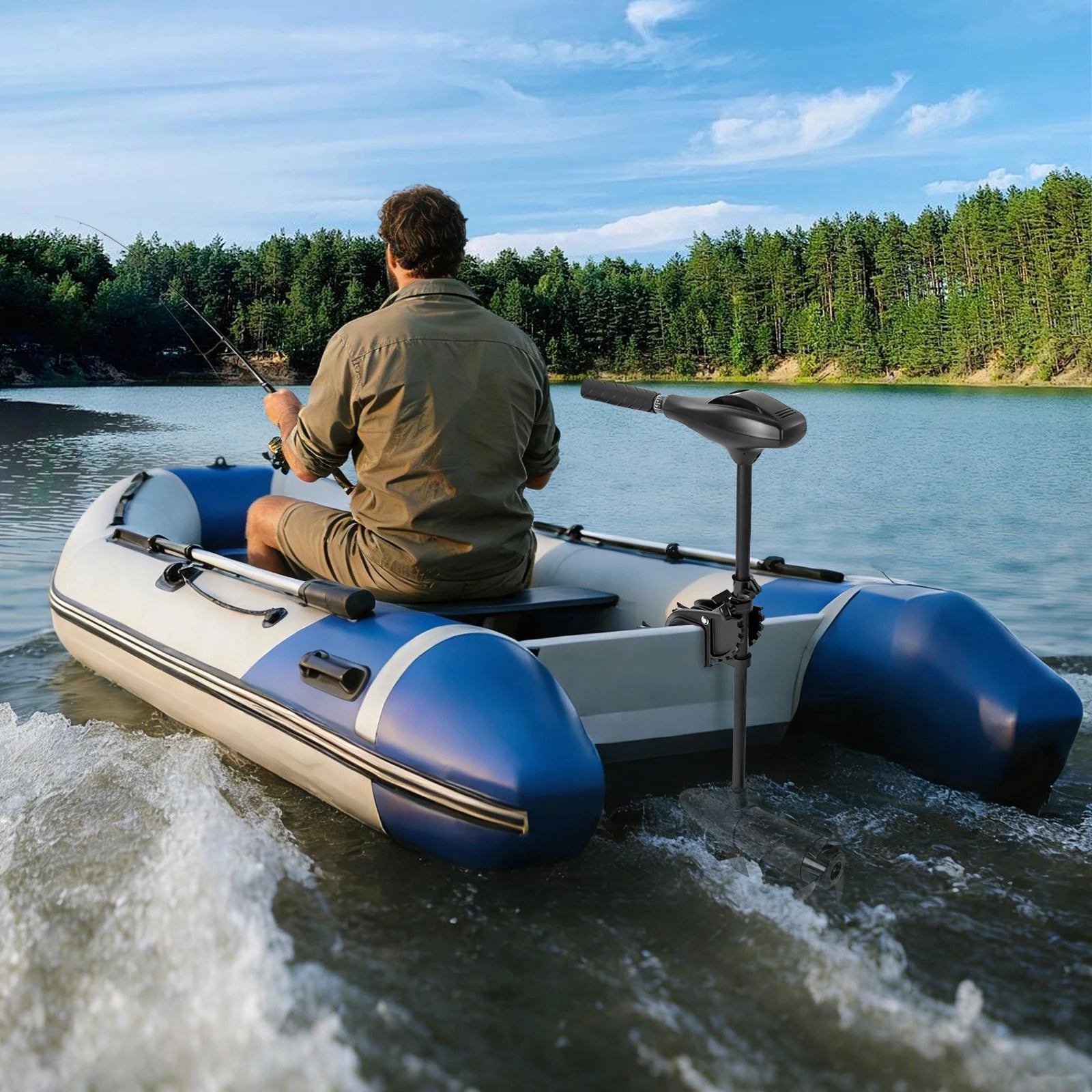 Electric Outboard Motor with Extendable Shaft 5 Forward Gears and 3 Reverse Gears for Small Boats